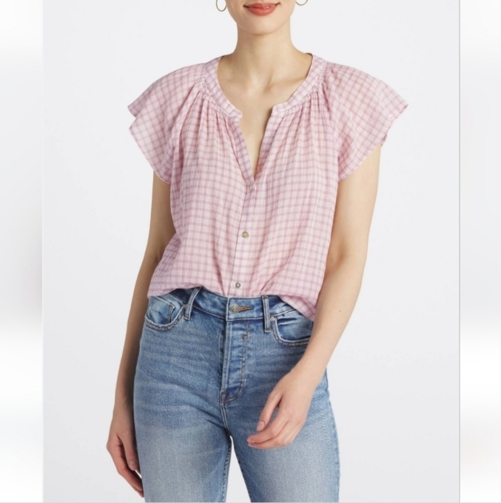 Rails Alena Pink Flutter Sleeve Blouse with Manda… - image 2
